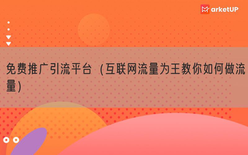 免费推广引流平台（互联网流量为王教你如何做流量）(图1)